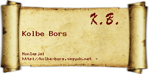 Kolbe Bors névjegykártya